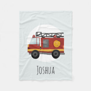 Couverture Polaire Garçons Blue Cute Pompier Moteur d'incendie Camio