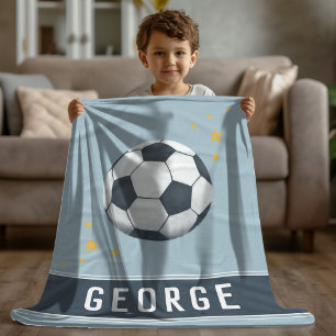 Couverture Polaire Garçons Blue Soccer Ball Sports Enfants