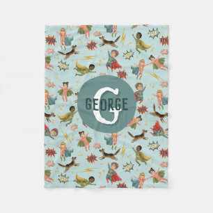 Couverture Polaire Garçons Cool Superhero Motif Monogramme Nom Enfant