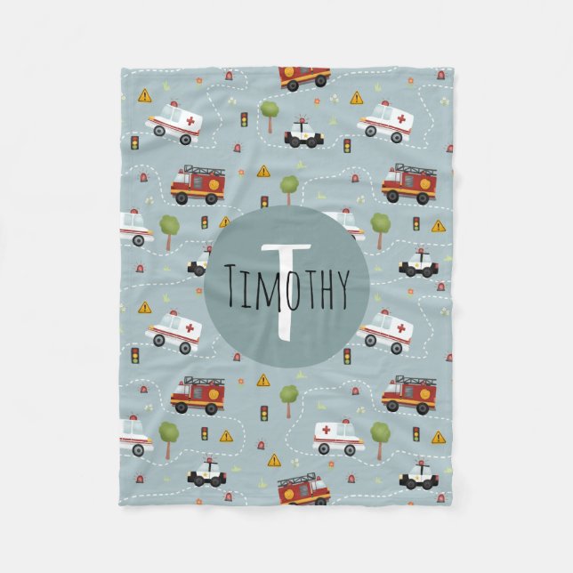Couverture Polaire Garçons Cute Blue Transport Motif Enfants (Devant)