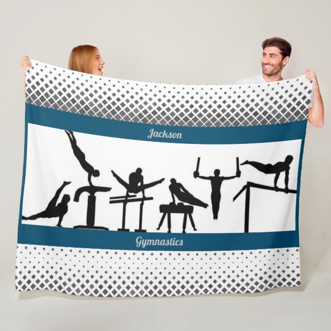 Couverture Polaire Garçons Gymnastique Blanche polaire avec son nom (En situation)