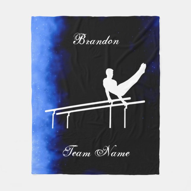 Couverture Polaire Garçons Gymnastique Noir, Bleu, Blanc avec nom d'é (Devant)