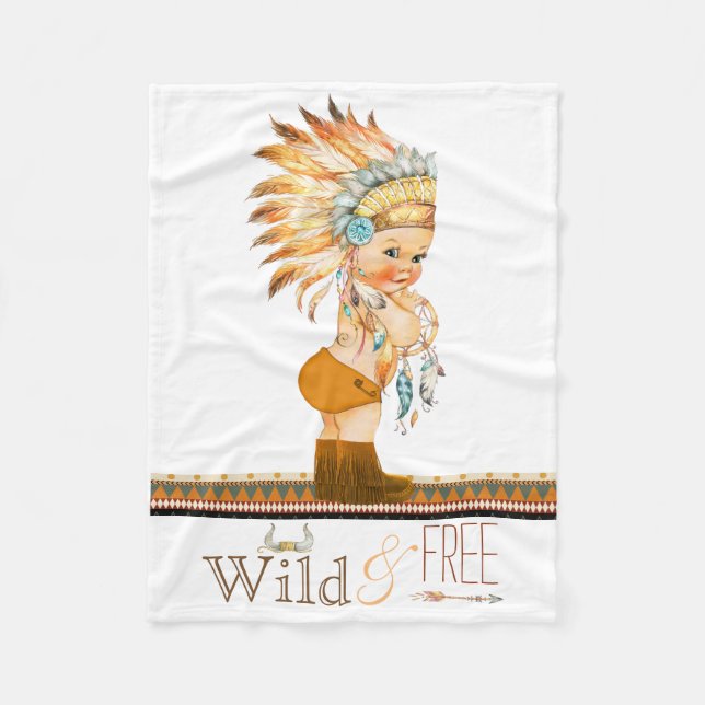 Couverture Polaire Garçons sauvages et libres Tribal Baby (Devant)
