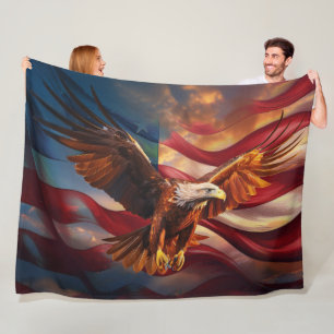 Couverture Polaire Garde de drapeau américain patriotique par un aigl