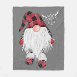 Couverture Polaire Garden Gnome Joyeux Noël Buffalo Rouge Plaid Paj