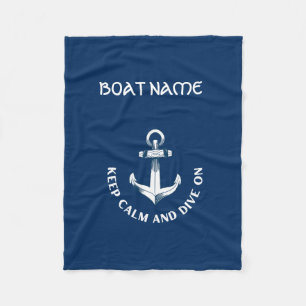 Couverture Polaire Gardez votre calme et plongez, ancre bleu marine 