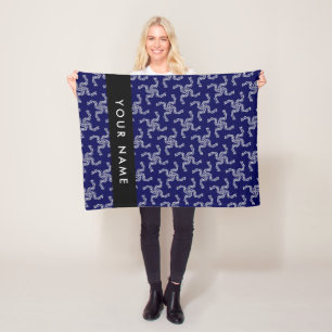 Couverture Polaire Garland de Noël, Bleu, Votre nom, Personnaliser