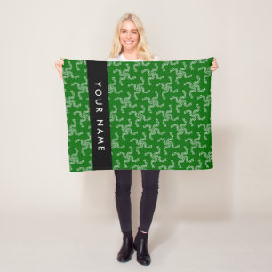 Couverture Polaire Garland de Noël, Vert, Votre nom, Personnaliser