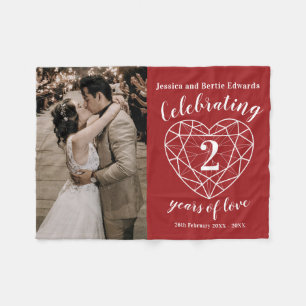 Couverture Polaire Garnet 2e anniversaire Mariage contour du coeur ro
