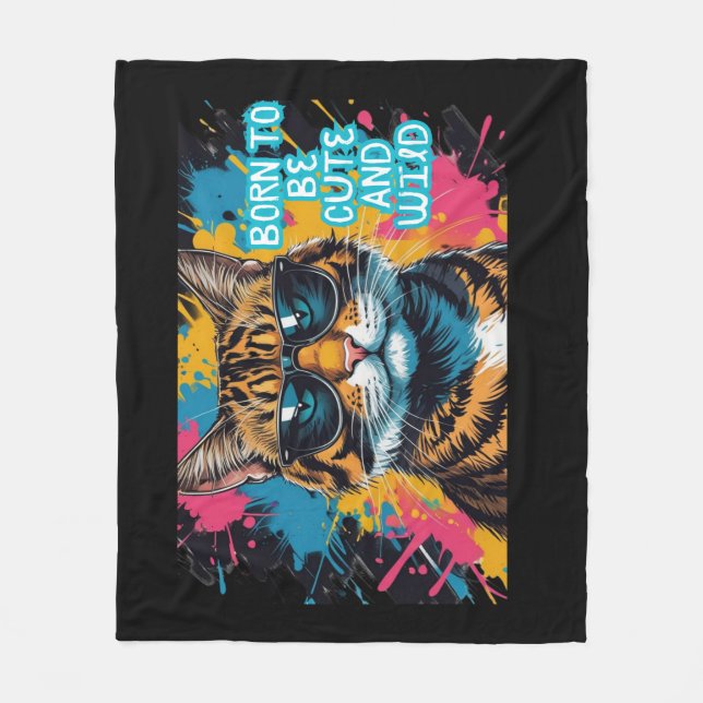 Couverture Polaire Gato tigrado rebelde con gafas y estilo urbano (Devant)