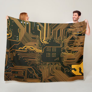Couverture Polaire Geek Sortie carte circuit électronique orange PCB