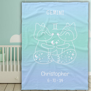Couverture Polaire Gemini Zodiac Star Nom Birthdate Blue Baby