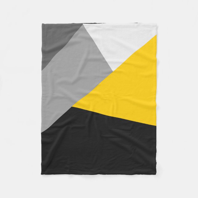 Couverture Polaire Geo jaune et noir gris moderne simple (Devant)