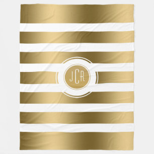 Couverture Polaire Geometric Gold & White Stripes Modern Design