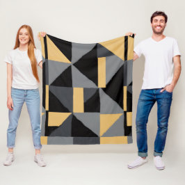 Couverture Polaire Géométrie Noir, gris et or Fleecedecke