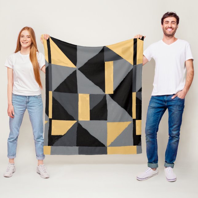 Couverture Polaire Géométrie Noir, gris et or Fleecedecke (Beispiel)
