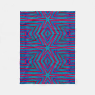 Couverture Polaire Géométrie rouge étoile et bleu