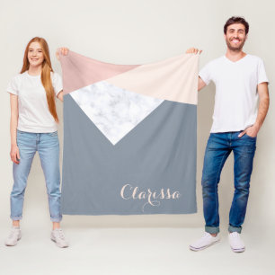 Couverture Polaire géométrique beige gris d'or rose élégant de ma
