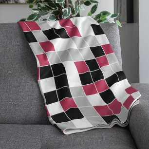 Couverture Polaire Géométrique moderne Magenta Black Grey