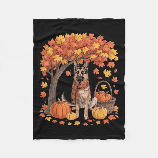 Couverture Polaire German Shepherd Dog Fall Scarf Pumpkin Autumn Than (Devant)