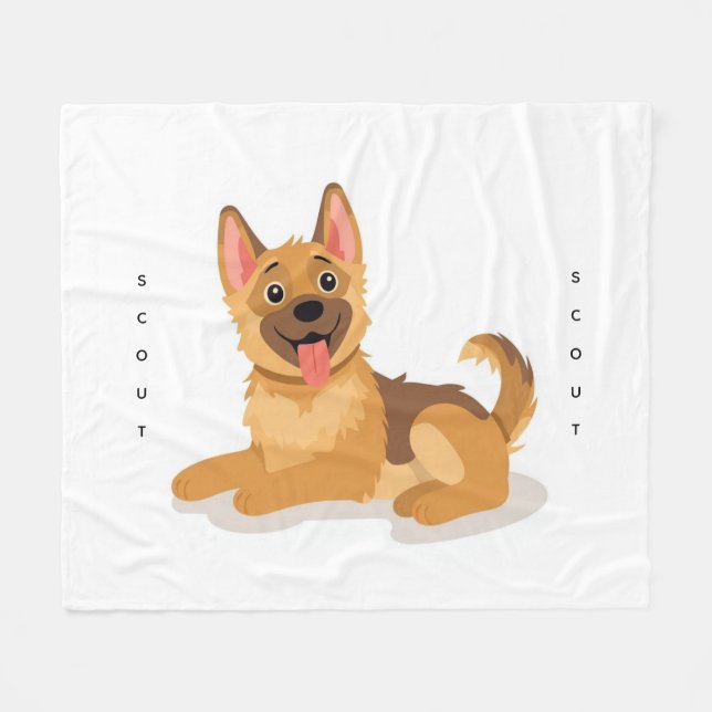 Couverture Polaire German Shepherd Puppy Cute Illustration (Devant (Horizontal))