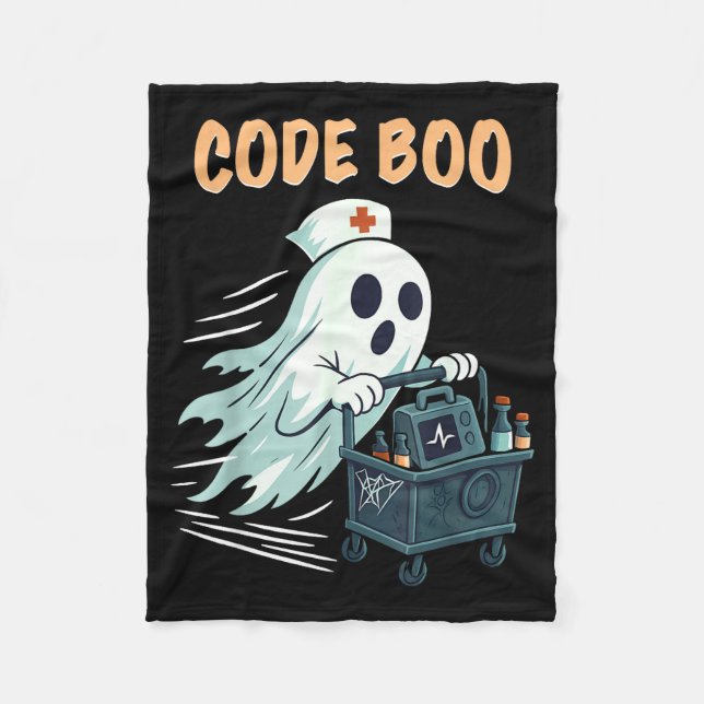 Couverture Polaire Ghost Code Boo In The Icu Nursing Gift For Hallowe (Devant)