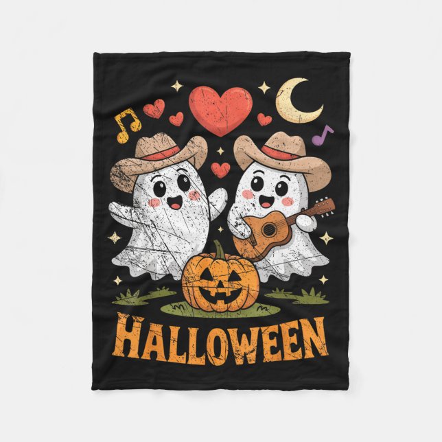 Couverture Polaire Ghost Playing Guitar For Halloween Lovers  (Devant)