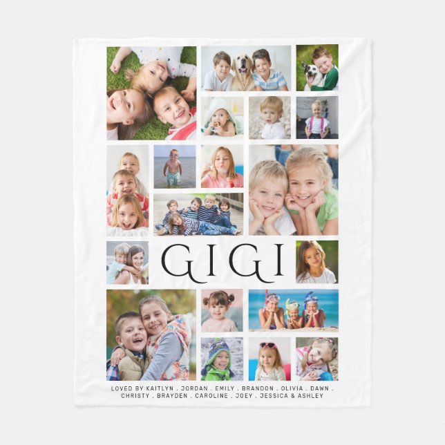 Couverture Polaire GIGI moderne 19 Photo Collage Noms des enfants (Devant)