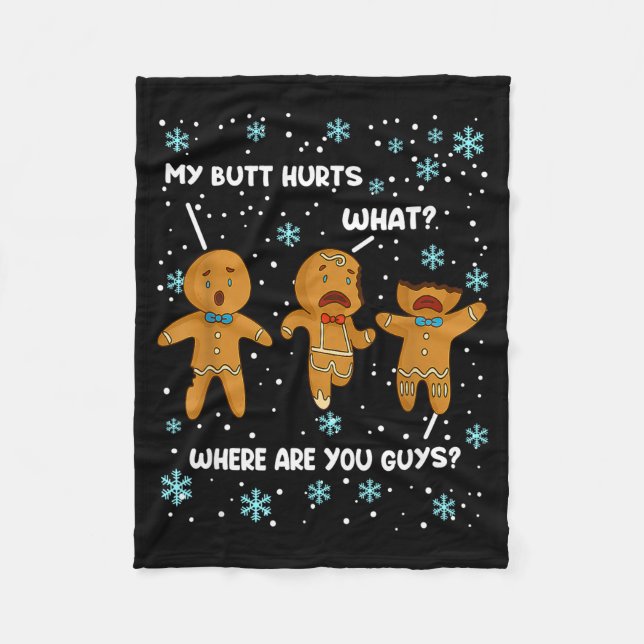 Couverture Polaire Gingerbread Man Cookie My Butt Hurts Funny Christm (Devant)