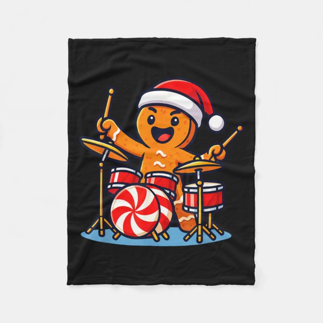 Couverture Polaire Gingerbread Man Playing Drums  (Devant)