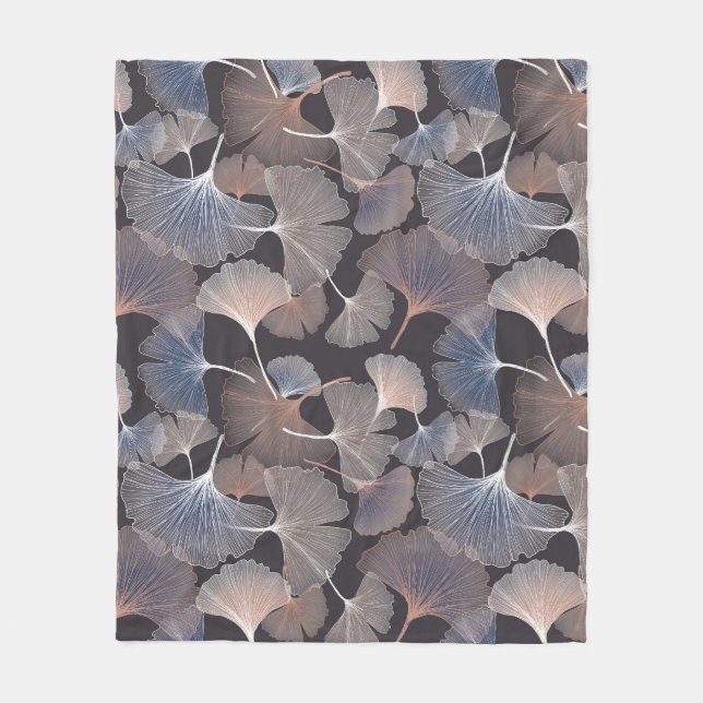 Couverture Polaire Ginkgo feuilles : élégant motif naturel. (Devant)