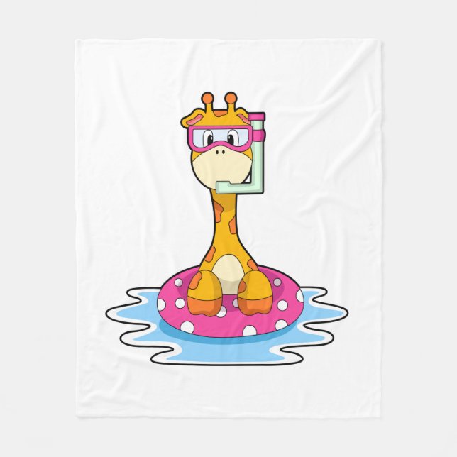 Couverture Polaire Girafe à la natation avec tuba (Devant)