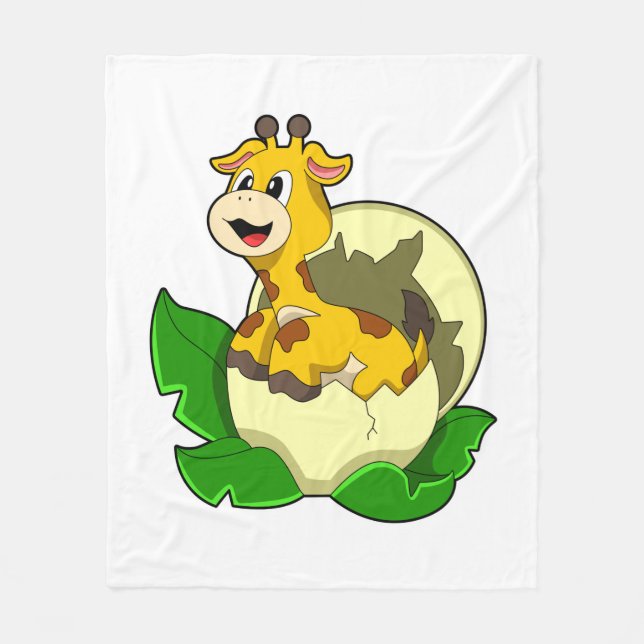 Couverture Polaire Girafe aux feuilles et oeufs (Devant)