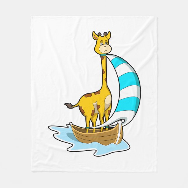 Couverture Polaire Girafe avec voilier (Devant)