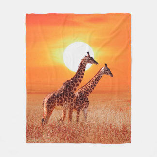 Couverture Polaire Girafe dans la savane africaine contre le dos