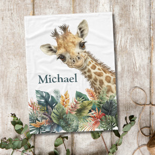 Couverture Polaire Girafe Personnalisée Mignonne Aquarelle Chambre de