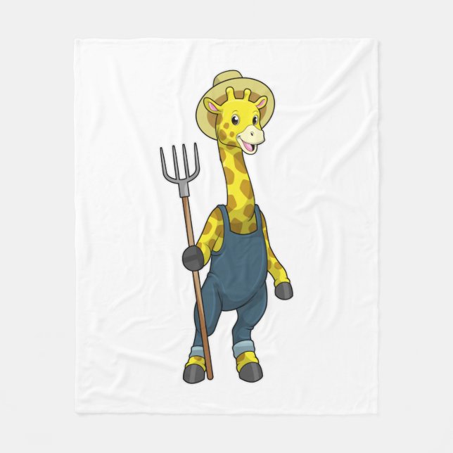 Couverture Polaire Giraffe en fermier avec Pitchfork (Devant)