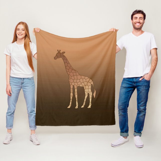 Couverture Polaire Giraffe géométrique moderne, cuivre et Brown (En situation)