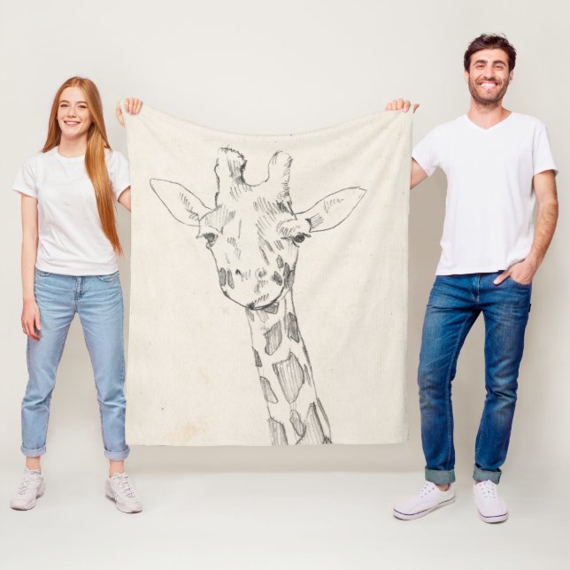 Couverture Polaire Giraffe Portrait | Croquis (En situation)