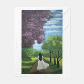 Couverture Polaire Girl in White Dress