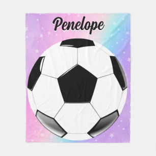 Couverture Polaire Girl Soccer Ball Pastel Stars Nom personnalisé
