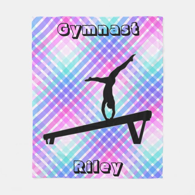 Couverture Polaire Girls Gymnast Gymnastique Balance Beam Pastel (Devant)