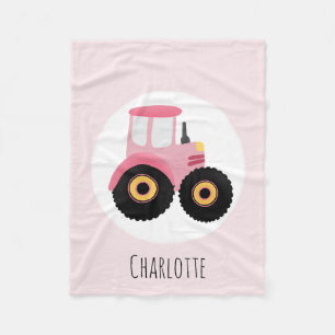 Couverture Polaire Girls Jote Pink Farm Tracteur & Nom Enfants