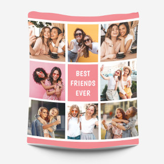 Couverture Polaire Girly 8 Photo Collage Best Friends Coral Peach