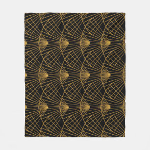 Couverture Polaire Glamour Art Déco : Ventilateur D'Or.