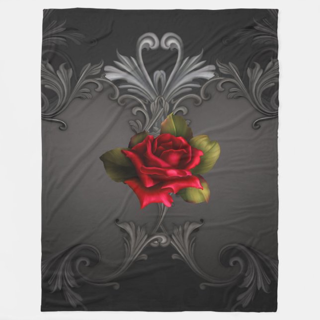 Couverture Polaire Glamour gothique Rouge Rose Noir Glam ornemental (Devant)