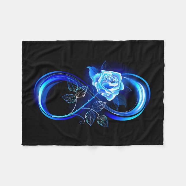 Couverture Polaire Glowing infinity with blue rose (Devant (Horizontal))