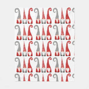 Couverture Polaire Gnomes de Noël modernes Nains Motif gris rouge