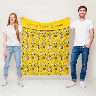 Couverture Polaire Gnomes Jaunes Abeilles et Miel Personnalisé Mignon