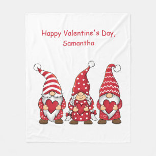Couverture Polaire Gnomes rouges aux coeurs Saint Valentin personnali